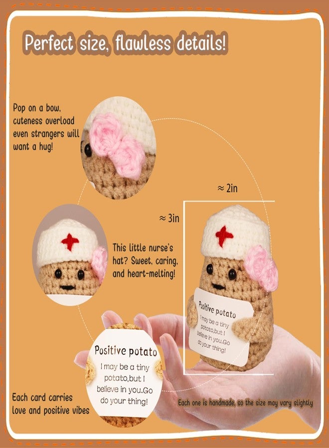 vhemo Handmade Emotional Support Crochet Potato Doll with Inspirational Card - Mini Knitted Gift for Nurse, Doctors, Women, Friends, Encouragement Decor for Christmas, Birthday, Easter (Dr.&Base) - Image 5